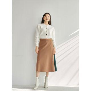 Slit-hem Contrast-trim Skirt
