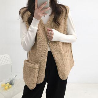 Set: Faux Shearling Vest + Crossbody Bag