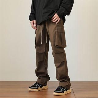 Drawstring-waist Straight Leg Cargo Pants