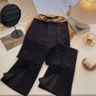 Lace Up Front-slit Bootcut Pants