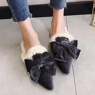 Bow Tie Furry Mules