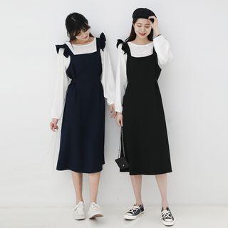 Crewneck Plain Oversize Top / Plain Ruffle A-line Dress