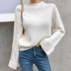 Cable-trim Ribbed Sweater