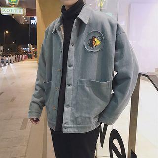 Applique Fleece-lined Denim Jacket