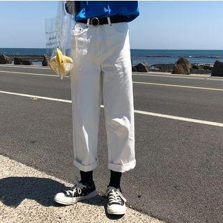 Straight Fit Wide Leg Cropped Jeans