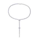 Fashion Luxury Geometric Cubic Zirconia Tassel Necklace Silver - One Size