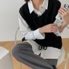 Drawstring-hem V-neck Vest