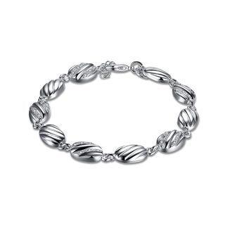 Simple And Fashion Geometric Oval Bracelet With Austrian Element Crystal Silver - One Size