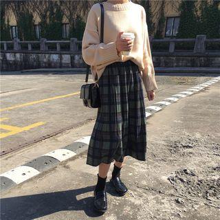 Plaid Accordion Midi Skirt