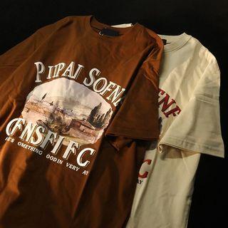 Elbow-sleeve Vintage Graphic T-shirt