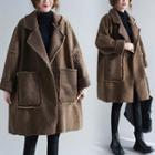 Fleece Open-front Coat Brown - One Size