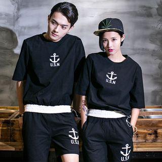 Couple Matching Set: Print T-shirt + Shorts