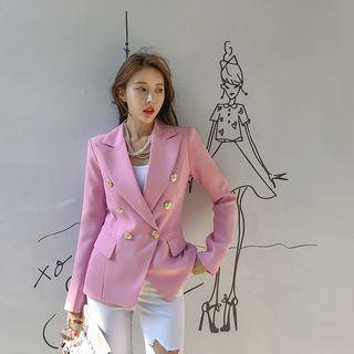 Double-breasted Metallic-button Blazer