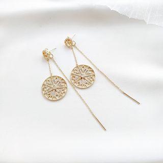 Rhinestone Earring 925 Sterling Silver - Gold - One Size