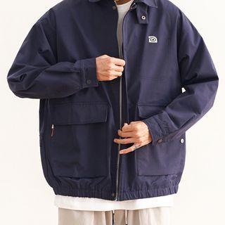 Embroidered Oversized Zip Jacket
