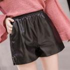 Mid Rise Faux Leather Shorts