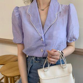 Puff-sleeve Single Breasted Shirt
