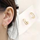 925 Sterling Silver Layered Mini Hoop Earring 1 Pair - 925 Silver Stud - Gold - One Size