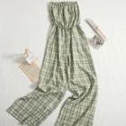 Strapless Plaid Jumpsuit