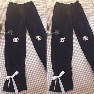 Cookie Embroidered Corduroy Straight Cut Pants