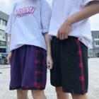 Couple Matching Plaid Trim Shorts