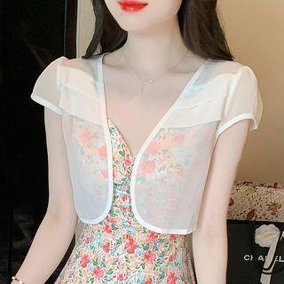 Short-sleeve Open-front Cropped Jacket