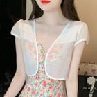 Short-sleeve Open-front Cropped Jacket