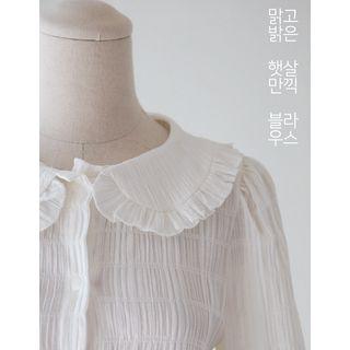 Peter Pan-collar Textured Blouse