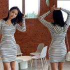 Hooded Stripe Bodycon Dress