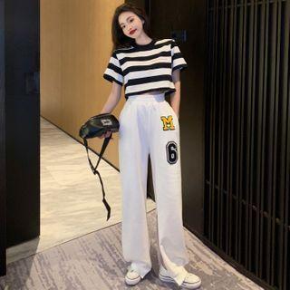 Short-sleeve Striped T-shirt / Sweatpants
