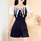 Short-sleeve Pointed Collar Playsuit