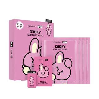 Mediheal - Bt21 Face Point Mask Set (6 Types): Point Mask 20ml X 4pcs + Postcard 1pc + Bookmark 1pc Cooky