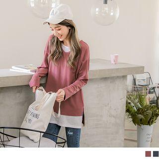 Mock Two Piece Two Tone Long Sleeve Top