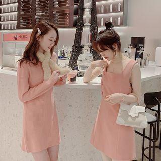 Square-neck Mini A-line Pinafore Dress