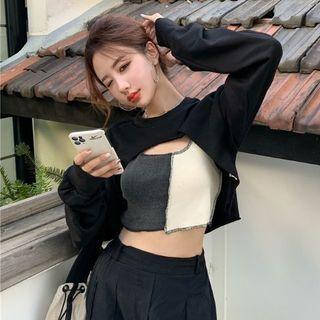 Cropped Sweatshirt /two-tone Tank Top