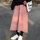 Midi Corduroy A-line Skirt Pink - One Size