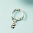 Bear Pendant Alloy Open Ring Silver - One Size