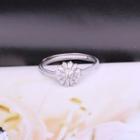 925 Sterling Silver Rhinestone Flower Open Ring White - One Size