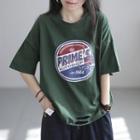 Short-sleeve Graphic Print Distressed T-shirt