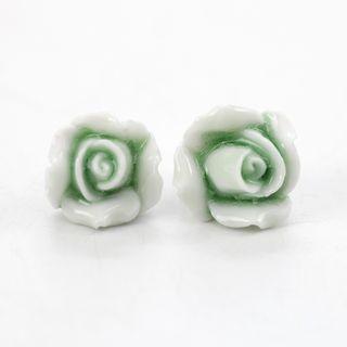 Ceramic Flower Earring Green - One Size