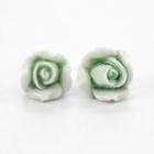 Ceramic Flower Earring Green - One Size