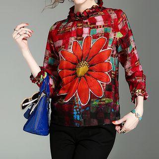 Flower Print 3/4 Sleeve Blouse