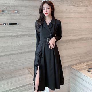 Buckled Midi A-line Coat Dress