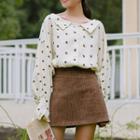 Bell-sleeve Dotted Blouse Off White - One Size