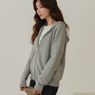 Wool-blend Knit Zip-up Hoodie