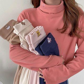 Turtleneck Embroidered Long Sleeve Top