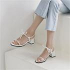 Beribboned Block-heel Sandals
