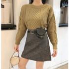 Off-shoulder Sweater / High-waist Skirt
