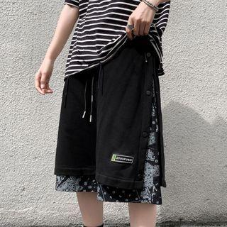 Paisley Print Panel Mock Two-piece Shorts