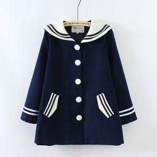 Sailor Collar Contrast-trim Coat